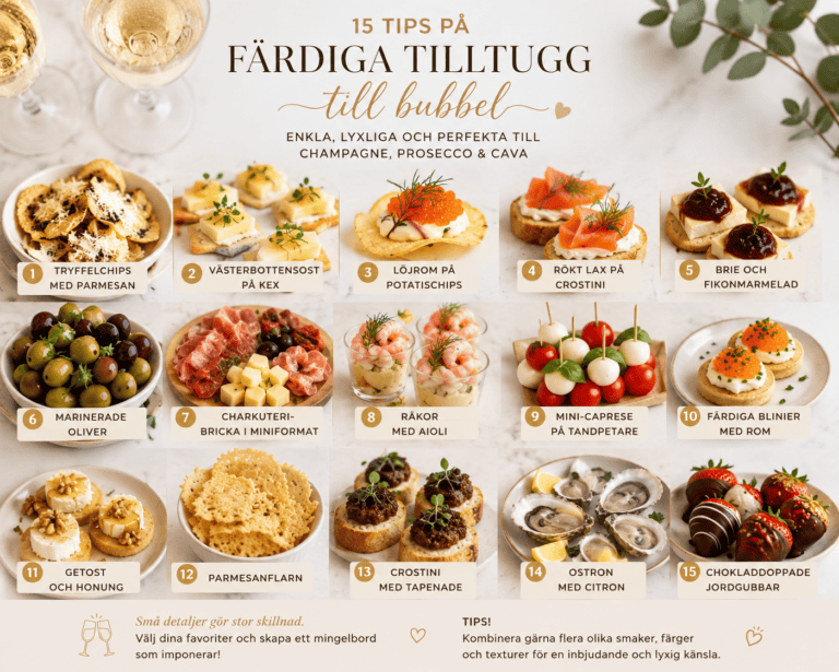 Färdiga tilltugg till bubbel